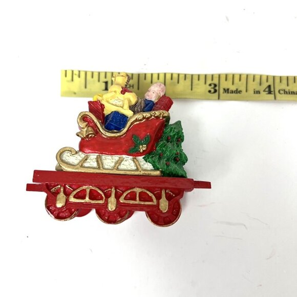 Vintage Flambro 3 Pc Santa’s Train Set in a Box Christmas Mantel Shelf Decor - Picture 9 of 12